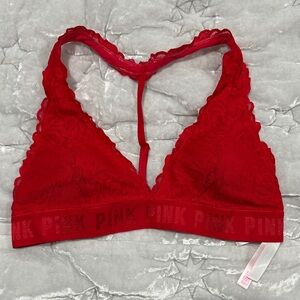 PINK Victoria's Secret Red Lace Racerback Bralette